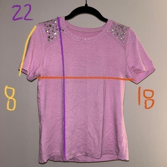 Korean Short Sleeve Crewneck Shirt Sliver Plated Dots on Shoulder and Collar - Picture 5 of 6